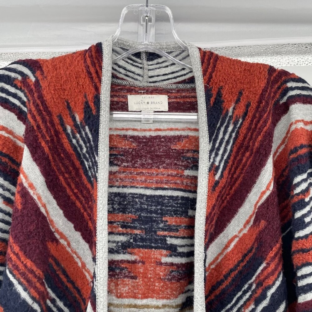 Lucky Brand Womens Open Front Cardigan Multicolor Textured Size Large - Picture 2 of 9